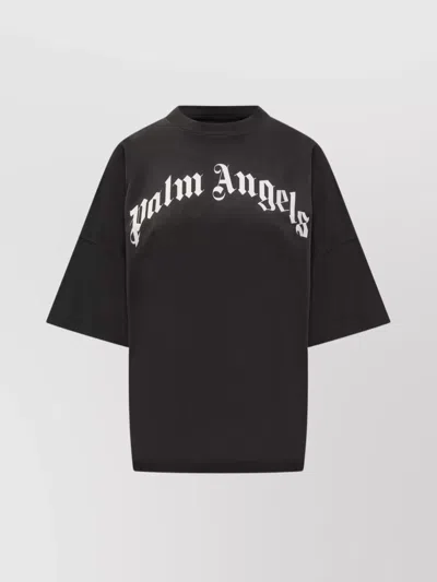 Palm Angels Crew Neck Short Sleeves Top In Black