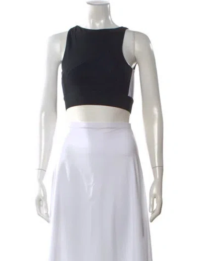 Pre-owned Palm Angels Crew Neck Sleeveless Crop Top In Black/white