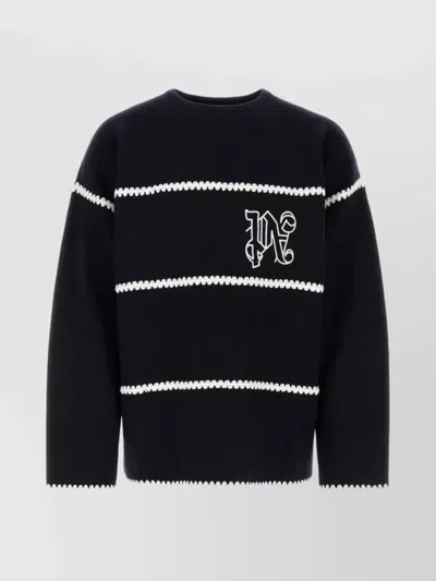 PALM ANGELS CREW-NECK STRIPED WOOL BLEND SWEATER
