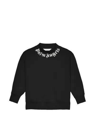 Palm Angels Kids' Crew-neck Sweater In Black