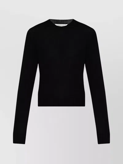 Palm Angels Crew Neck Sweater Knitted Logo In Black
