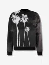 Palm Angels Palm Culture Print Crewneck Sweater In Black