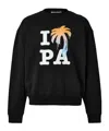 Palm Angels Black I Love Pa Regular Crew Pullover In Black