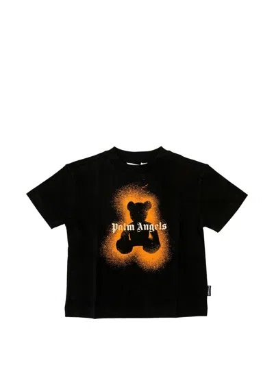 Palm Angels Kids' Crew-neck T-shirt In Burgundy