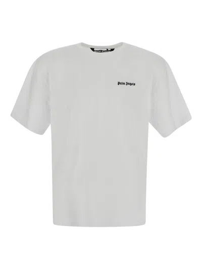 Palm Angels Embroidered-logo Crew-neck T-shirt In White