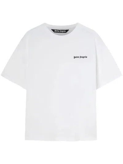 Palm Angels Crew-neck T-shirt With Embroidery In White