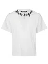 Palm Angels Crew Neck T-shirt With Spray-paint Effect Logo Detail In White