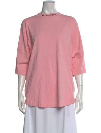 Pre-owned Palm Angels Crew Neck Three-quarter Sleeve T-shirt In Pink