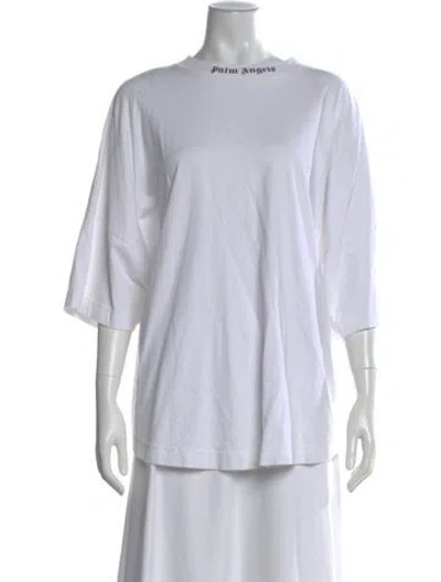 Pre-owned Palm Angels Crew Neck Three-quarter Sleeve T-shirt In White