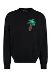 Palm Angels Black Wool Blend Sweater In Black