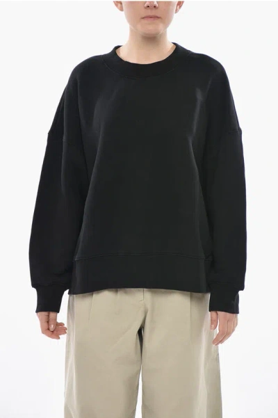 Palm Angels Crewneck Sweatshirt Classic Logo In Brushed Cotton In Black