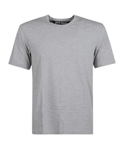 Palm Angels Crewneck T-shirt In Melange Grey