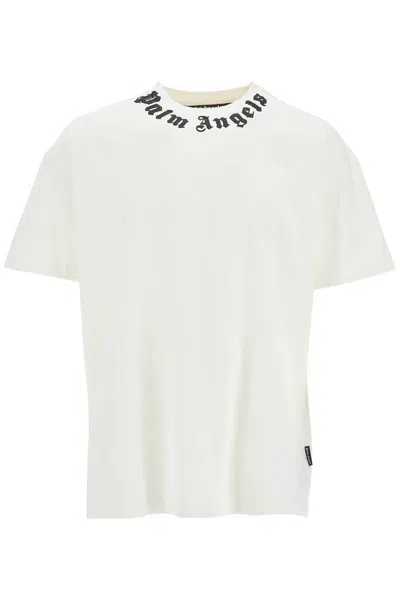 Palm Angels Crewneck T-shirt With Logo In White