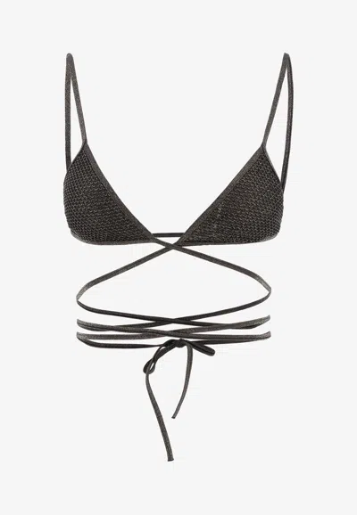 PALM ANGELS CRISS CROSS LUREX BIKINI TOP