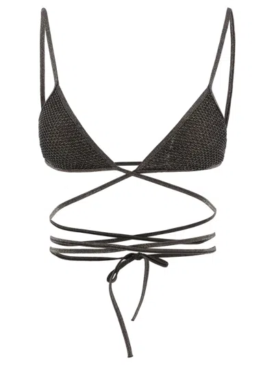 Palm Angels B Lurex Criss-cross Triangle Bikini Top In Black