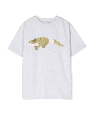 Palm Angels Croco Cotton T-shirt In White