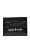 Palm Angels Crocodile-effect Leather Cardholder In Black