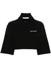 Palm Angels Black Logo Cropped Polo In Black  