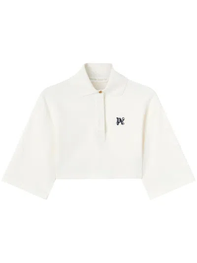 PALM ANGELS CROP POLO SHIRT WITH LOGO