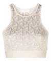 Palm Angels Monogram Jacquard-knit Bra Top In Beige