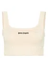 Palm Angels Embroidered-logo Knit Tank Top In Beige