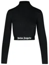 Palm Angels Crop Top In Black Viscose Blend In Black
