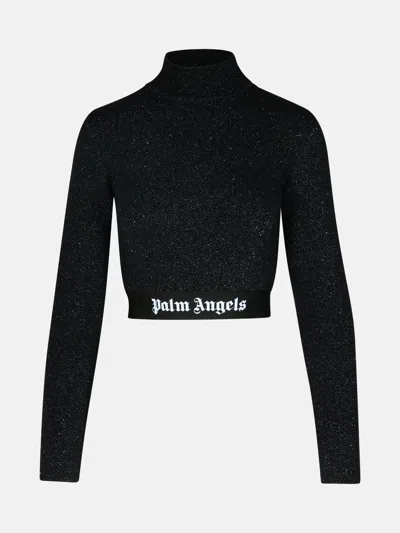 PALM ANGELS CROP TOP IN BLACK VISCOSE BLEND