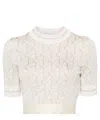 Palm Angels Monogram Cropped Top In Neutral