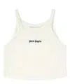 Palm Angels White Cropped Tank Top With Embroidered Logo In Cotton Woman In White