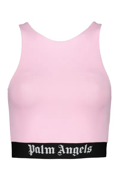 Palm Angels Crop-top With Logo In Pink