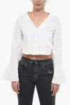 Palm Angels Womens Baseball Blouse In White