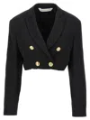 Palm Angels Double-breasted Cropped Blazer With Gold Button Accents In Black