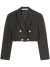 Palm Angels Double-breasted Cropped Blazer With Gold Button Accents In Black