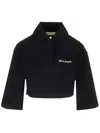Palm Angels Black Logo Cropped Polo In Black