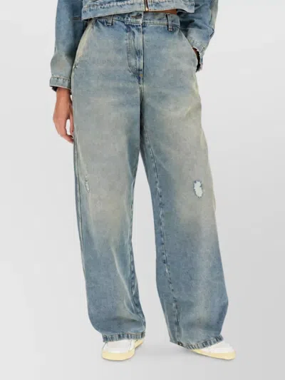 Palm Angels Cropped Denim Jacket In Blue