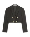 Palm Angels Double-breasted Cropped Blazer With Gold Button Accents In Black