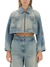 Palm Angels Cropped Fit Jacket In Blue