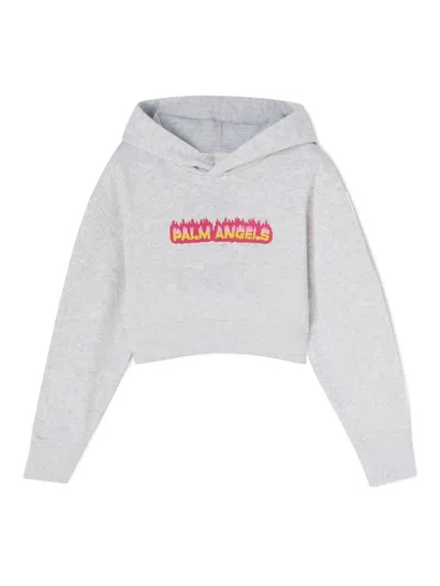 Palm Angels Mini Cropped Hoodie In Gray