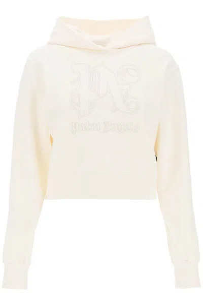 PALM ANGELS CROPPED HOODIE WITH MONOGRAM EMBROIDERY