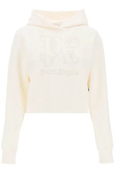 PALM ANGELS PALM ANGELS CROPPED HOODIE WITH MONOGRAM EMBROIDERY