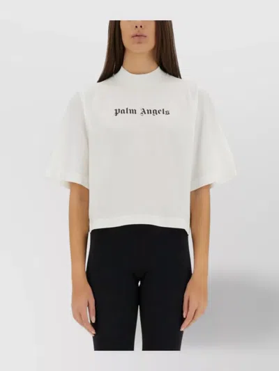 PALM ANGELS CROPPED LOGO T-SHIRT SHORT SLEEVES