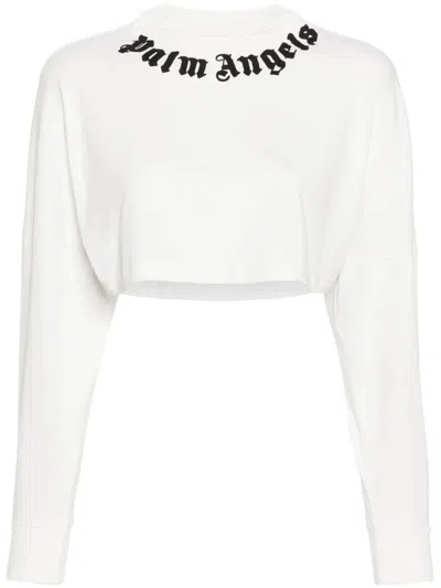 Palm Angels Cropped T-shirt With Print In White