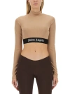Palm Angels Women's Cropped Top With Logo In Beige