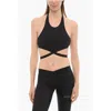 Palm Angels Crossed Waist Ribbed Crop Top In Black