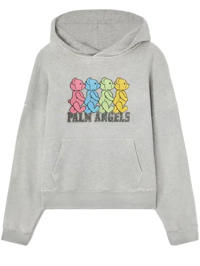 Palm Angels Crossroads Bear Hoodie In Grey