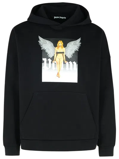 PALM ANGELS PALM ANGELS 'CRYSTAL' BLACK COTTON SWEATSHIRT