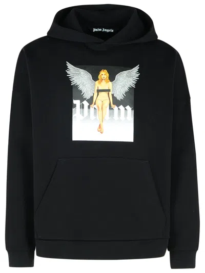 PALM ANGELS CRYSTAL BLACK COTTON SWEATSHIRT