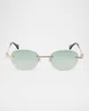 Palm Angels Crystal Oval Metal Sunglasses In Blue
