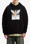 Palm Angels Crystal Pin-up Graphic Hoodie In Black