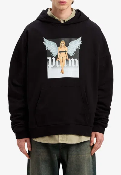 PALM ANGELS CRYSTAL PIN-UP GRAPHIC HOODIE